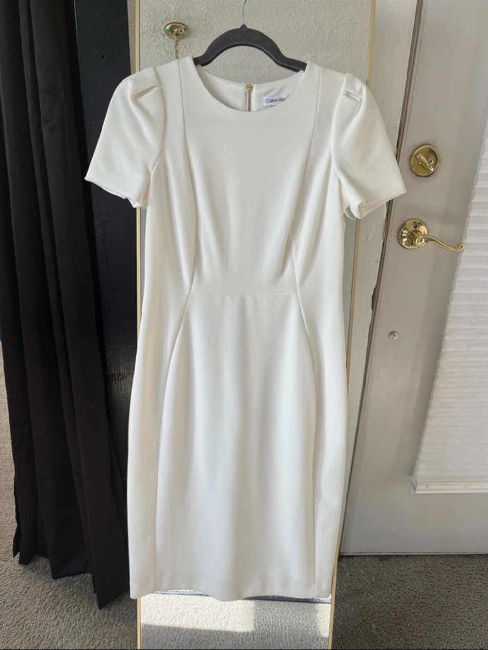 Calvin Klein Ivory Short-Sleeve Sheath Dress